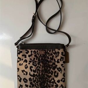 Coach Leopard Print Crossbody Bag with Black Accents
